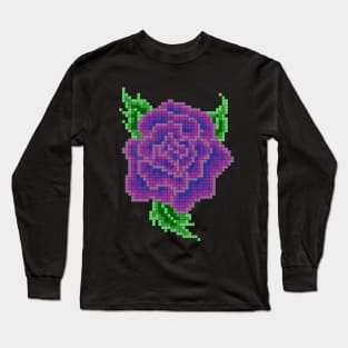 8 bit Purple Rose Long Sleeve T-Shirt